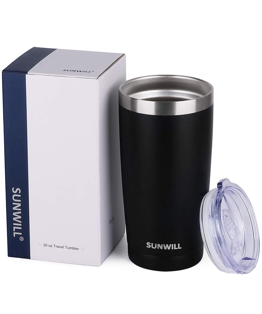 SUNWILL Travel Coffee Tumbler 20 oz, Insulated Mug with Lid, Stainless Steel Cup for Outdoor, Powder Coated Navy