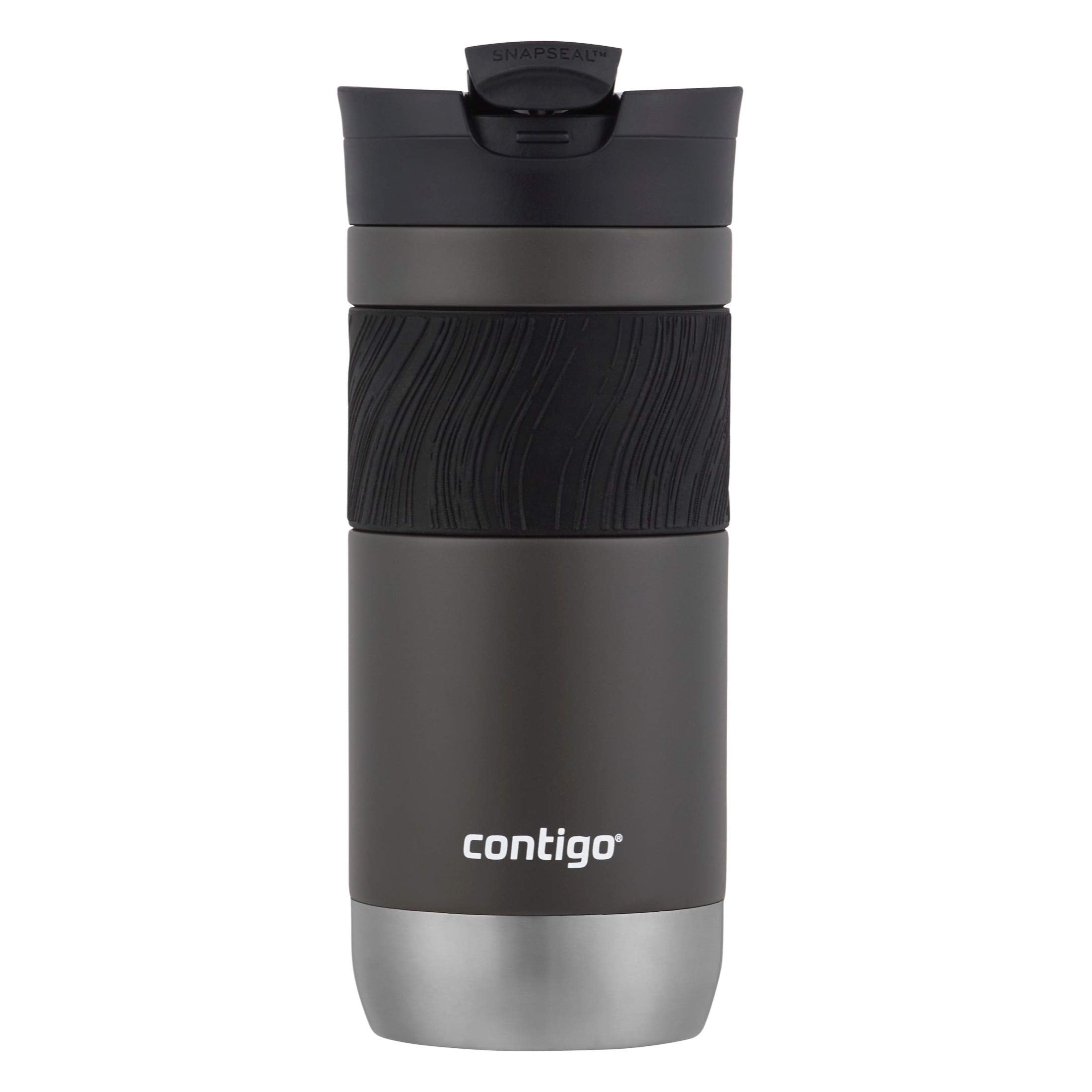 Contigo Byron Vacuum-Insulated Stainless Steel Travel Mug with Leak-Proof Lid Reusable Coffee Mug or Water Bottle BPA-Free 16oz Licorice Keeps Beverages Hot for 6 Hours or Cold for 12 Hours