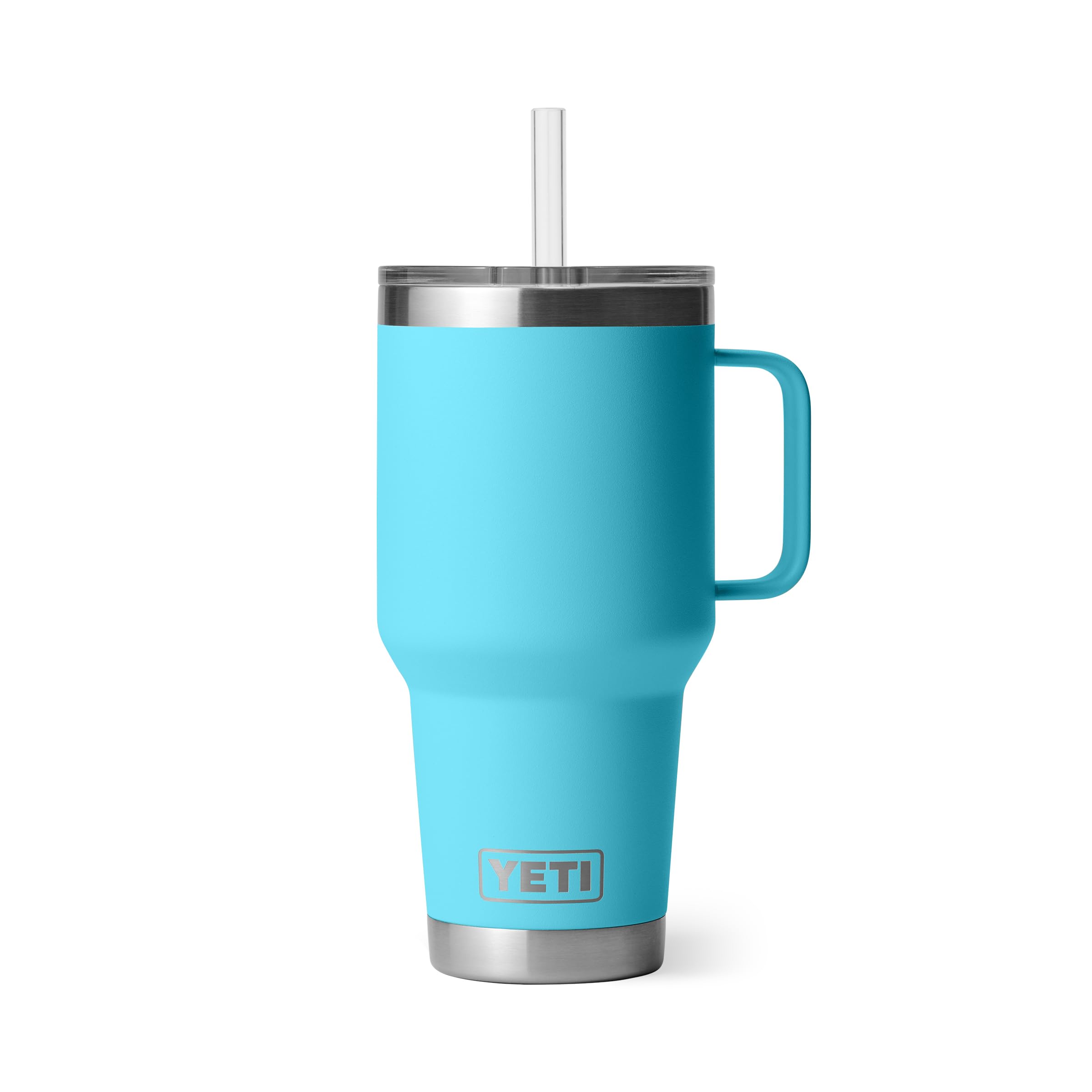 YETI Rambler 35 oz Tumbler with Handle and Straw Lid, Travel Mug Water Tumbler, Vacuum Insulated Cup with Handle, Stainless Steel, Moon Dust - Textured