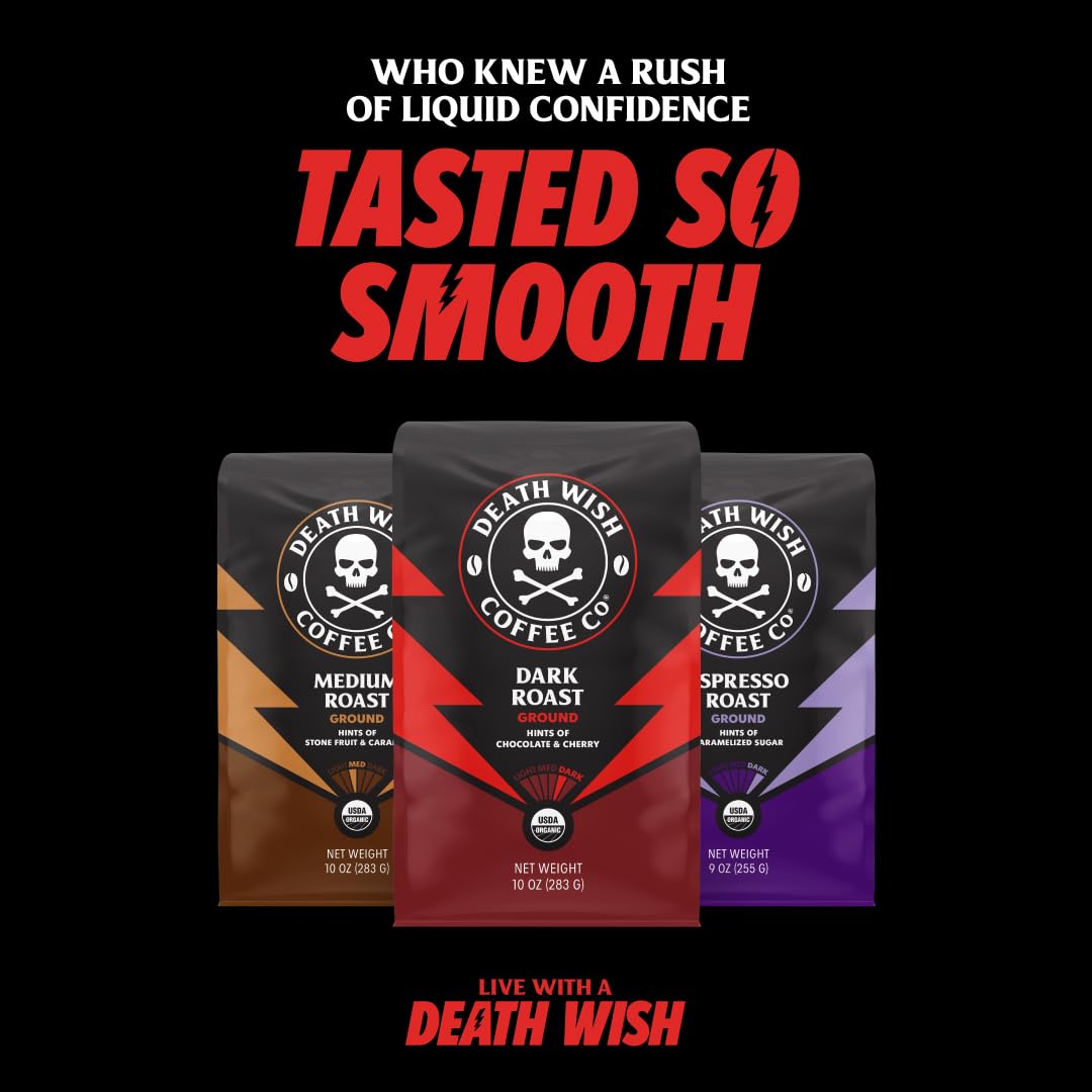 Death Wish Coffee, Valhalla Java Odinforce Blend Whole Bean, USDA Organic and Fair Trade, 12 oz (Pack of 1)