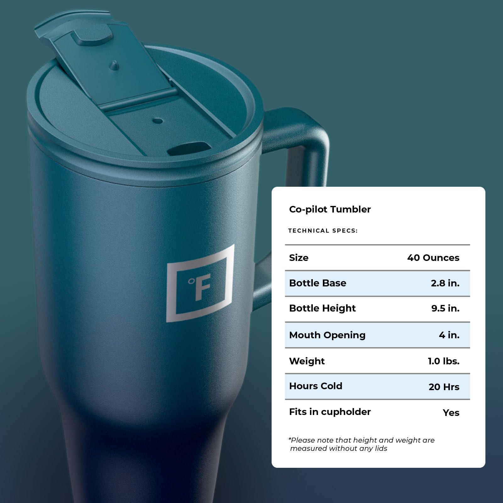 IRON °FLASK Co-Pilot Insulated Mug w/Straw & Flip Cap Lids - Cup Holder Bottle for Hot, Cold Drink - Leak-Proof - Water, Coffee Portable Travel Mug - Aurora, 40 Oz