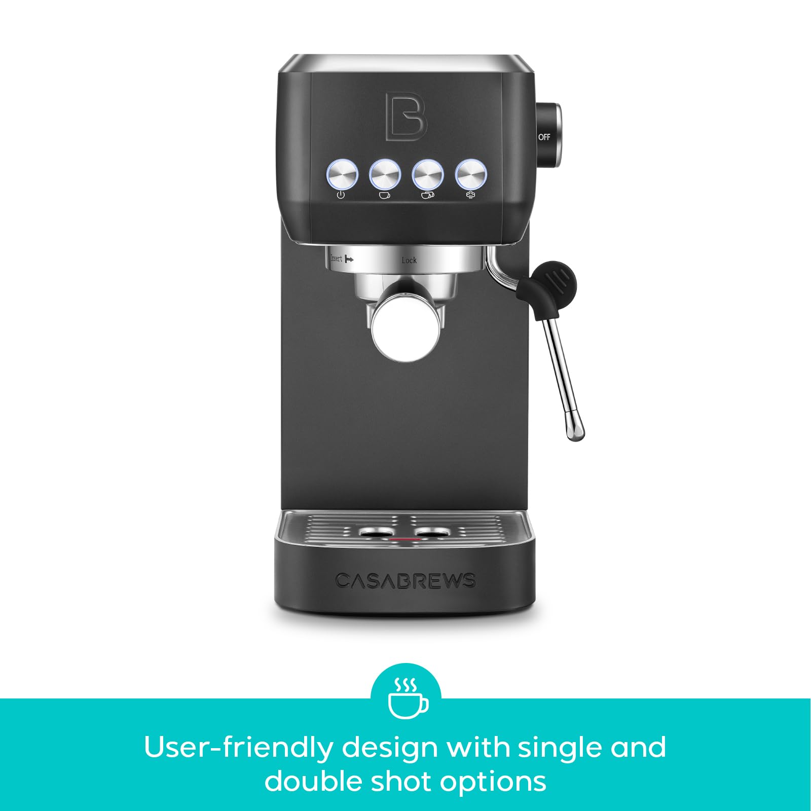 CASABREWS 3700 Essential Espresso Machine 20 Bar, Stainless Steel Cappuccino & Latte Coffee Maker with Steam Frother for Home, 43.9oz Water Tank, Silver