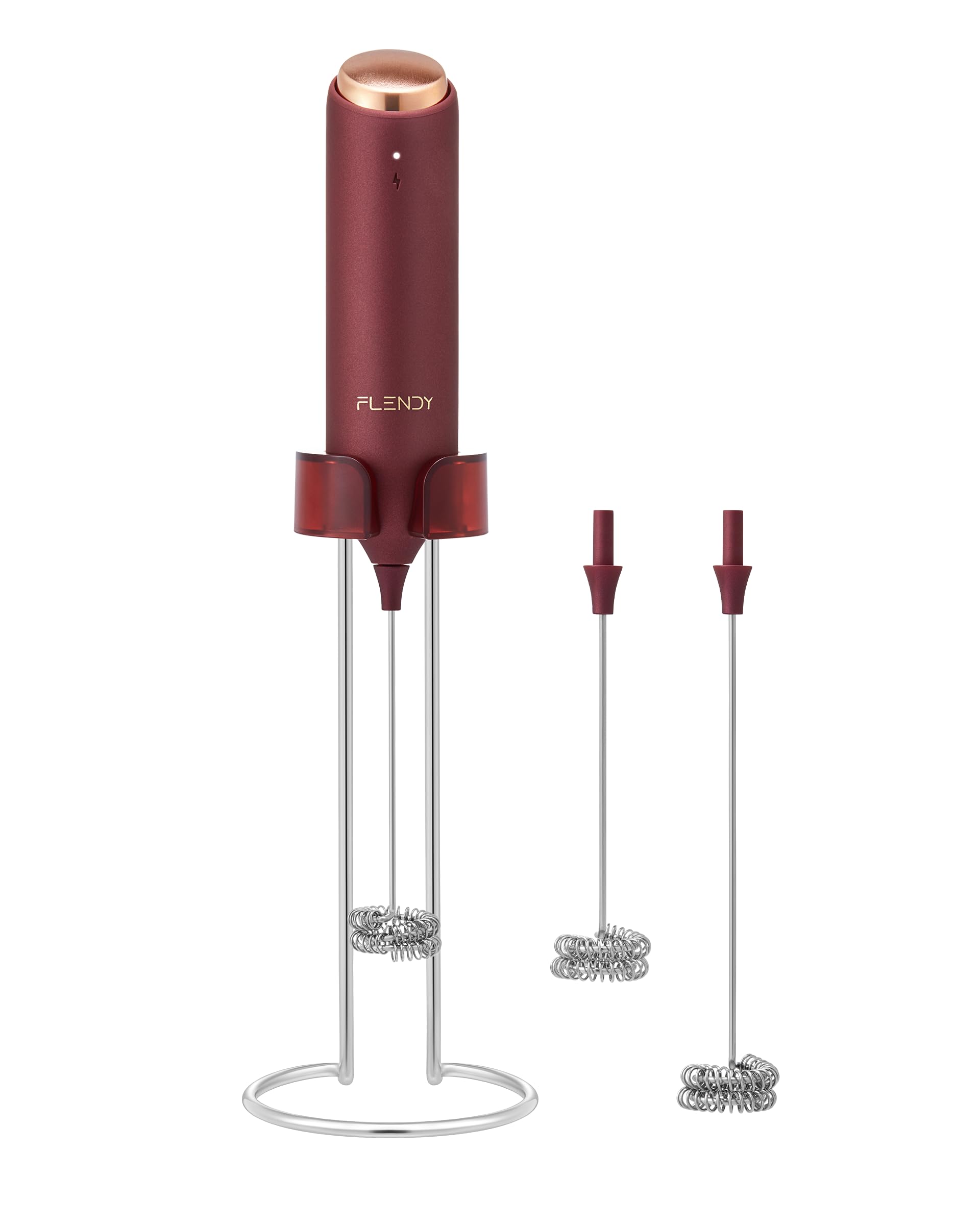 Flendy Rechargeable Milk Frother Handheld, Coffee Frother Handheld with USB-C Charging Stand, Electric Drink Mixer Handheld, Mini Electric Whisk Frother for Coffee, Matcha, etc
