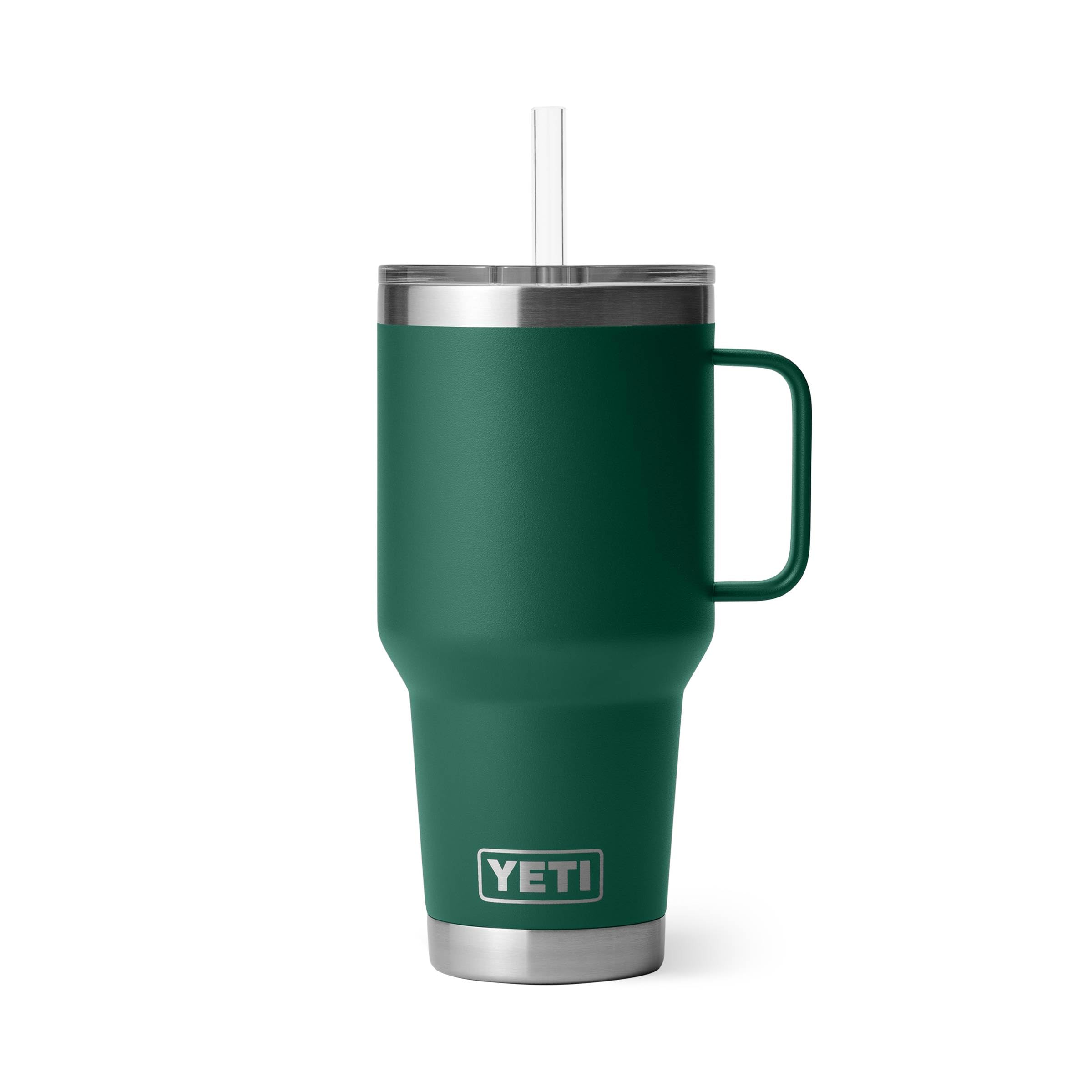 YETI Rambler 35 oz Tumbler with Handle and Straw Lid, Travel Mug Water Tumbler, Vacuum Insulated Cup with Handle, Stainless Steel, Moon Dust - Textured