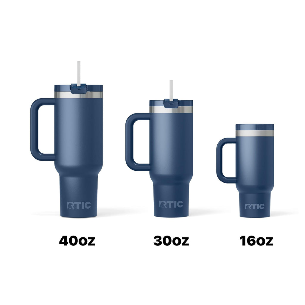 RTIC 40 oz Road Trip Tumbler Double-Walled Cermaic Lined Insulated Stainless Steel Portable Travel Coffee Mug Cup with Lid, Handle and Straw, Trailblazer