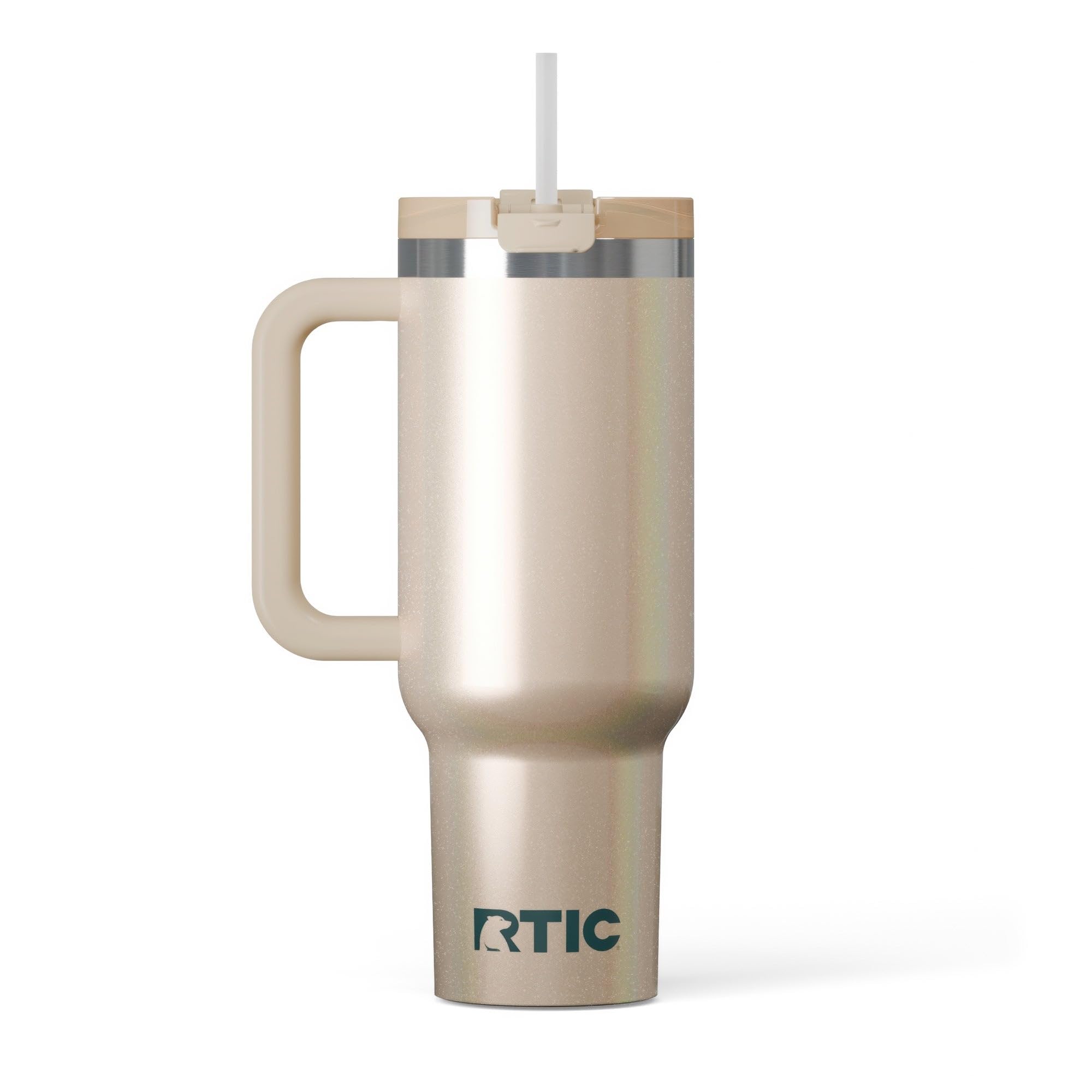 RTIC 40 oz Road Trip Tumbler Double-Walled Cermaic Lined Insulated Stainless Steel Portable Travel Coffee Mug Cup with Lid, Handle and Straw, Trailblazer