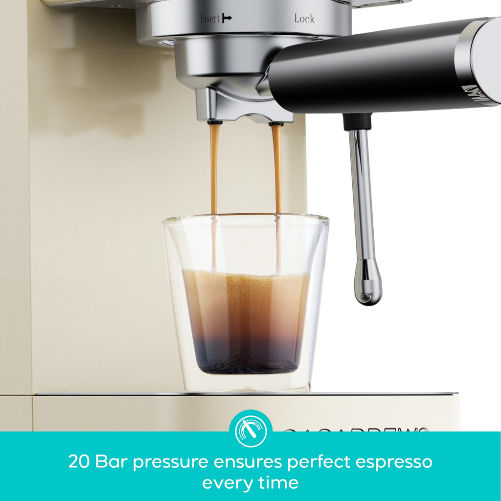 CASABREWS 3700 Essential Espresso Machine 20 Bar, Stainless Steel Cappuccino & Latte Coffee Maker with Steam Frother for Home, 43.9oz Water Tank, Silver