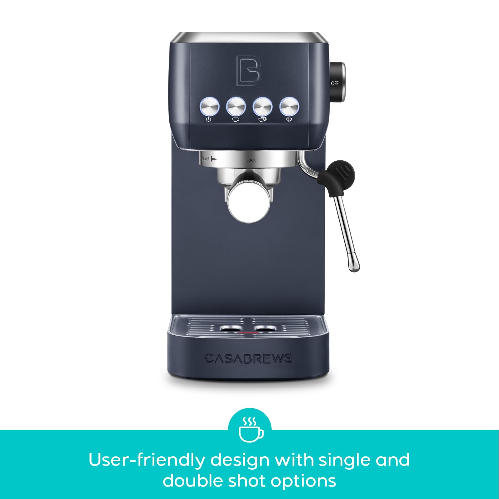 CASABREWS 3700 Essential Espresso Machine 20 Bar, Stainless Steel Cappuccino & Latte Coffee Maker with Steam Frother for Home, 43.9oz Water Tank, Silver