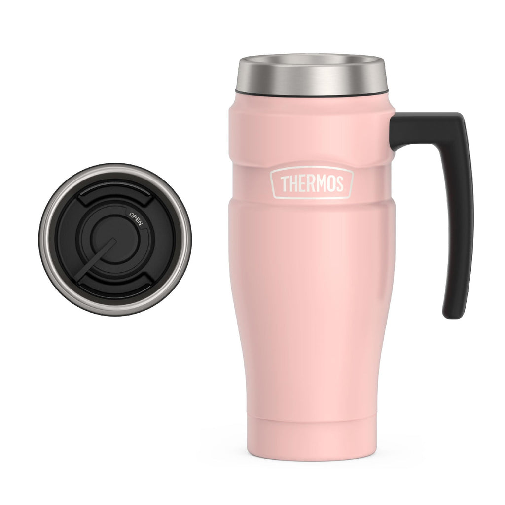 THERMOS Stainless King Vacuum-Insulated Travel Mug with Handle - 16oz, Midnight Blue - Thermos Tumbler for Hot & Cold Drinks - Leak & Sweat-Proof Stainless Steel Coffee Mug with Lid for Commuting