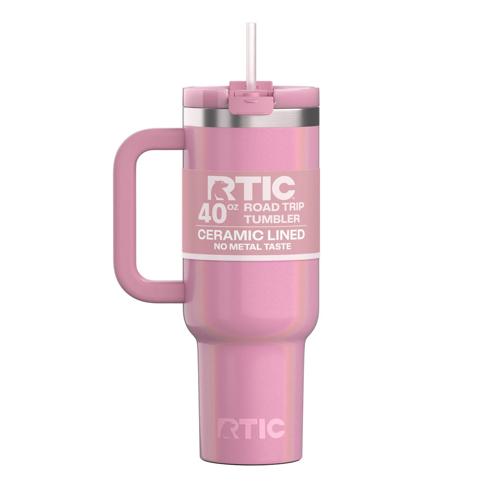 RTIC 40 oz Road Trip Tumbler Double-Walled Cermaic Lined Insulated Stainless Steel Portable Travel Coffee Mug Cup with Lid, Handle and Straw, Trailblazer