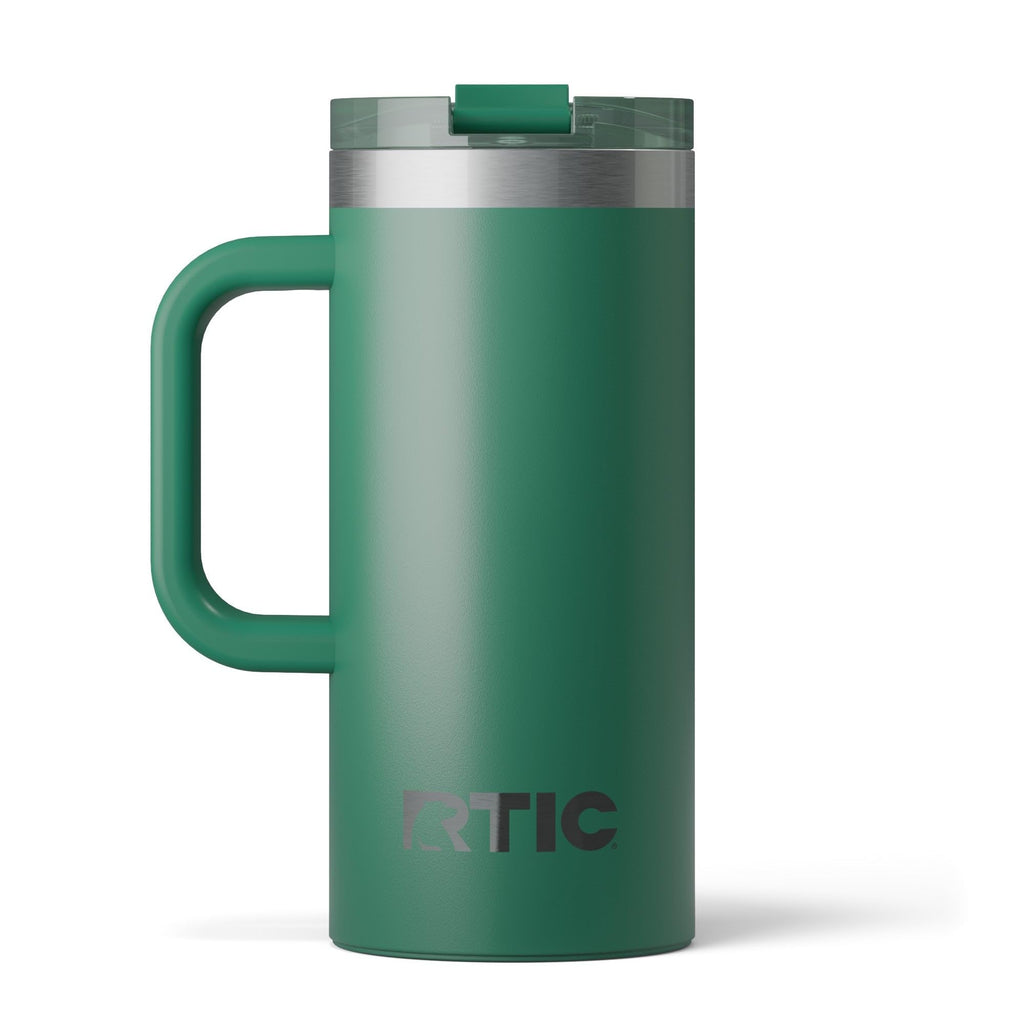 RTIC 20oz Road Trip Travel Mug with Lid and Handle, Ceramic Lined, Insulated, Stainless Steel, Metal, Double Wall Vacuum-Insulation, Portable Coffee, Tea Cup for Hot and Cold Drink, Black
