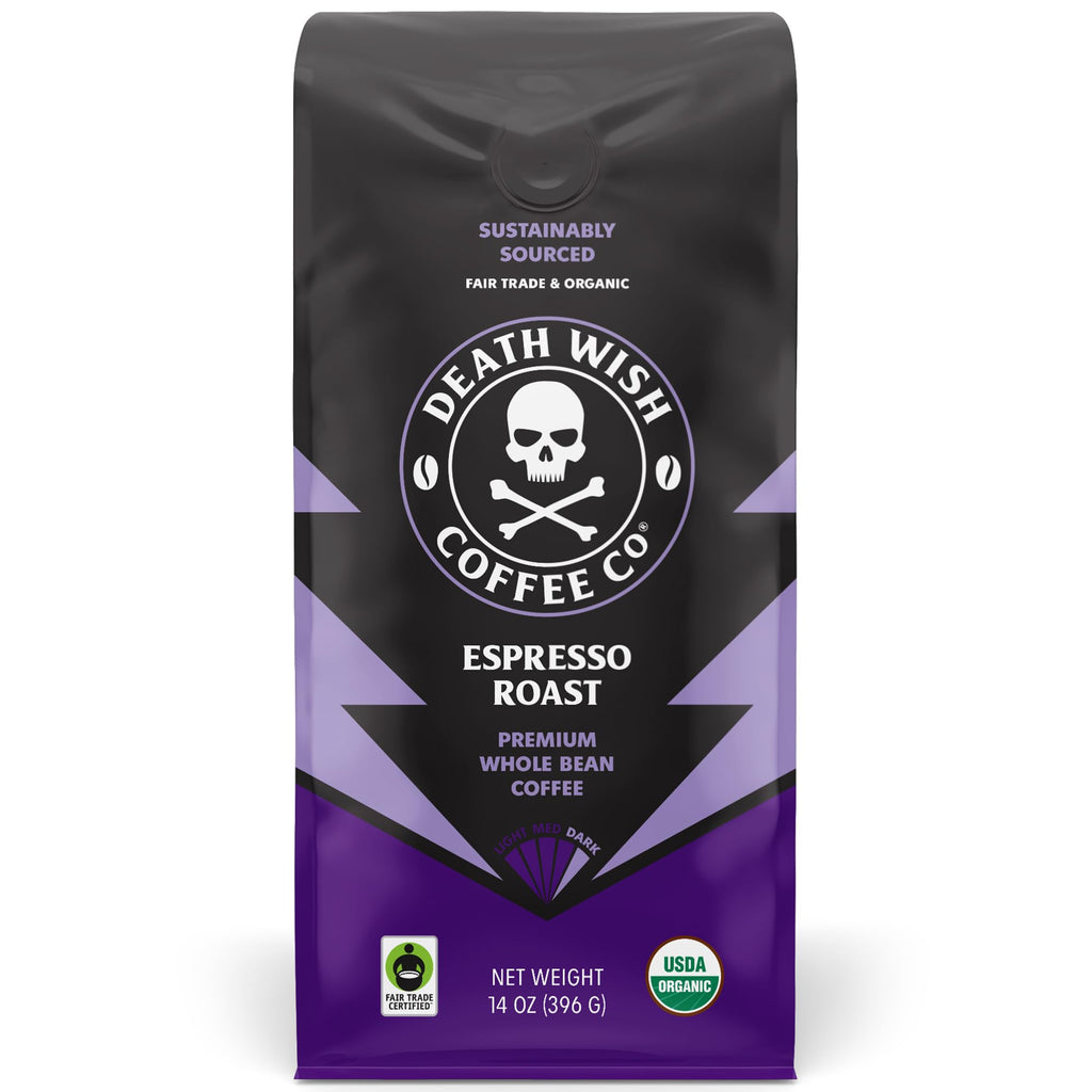 Death Wish Coffee, Valhalla Java Odinforce Blend Whole Bean, USDA Organic and Fair Trade, 12 oz (Pack of 1)