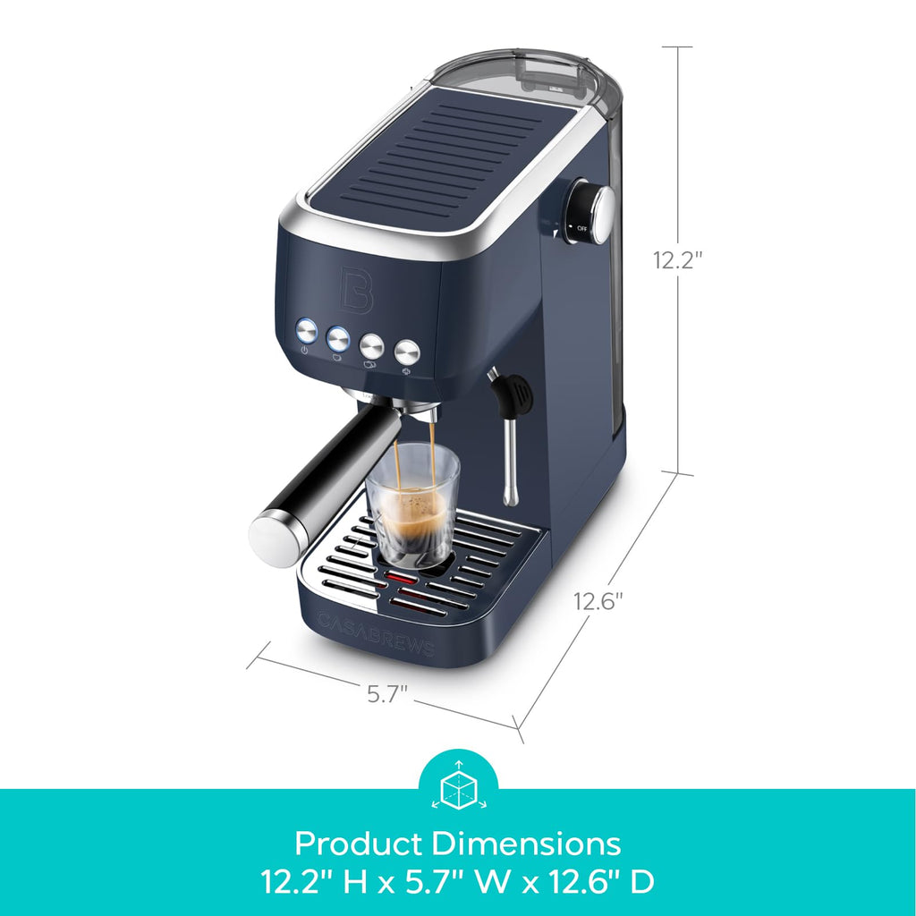 CASABREWS 3700 Essential Espresso Machine 20 Bar, Stainless Steel Cappuccino & Latte Coffee Maker with Steam Frother for Home, 43.9oz Water Tank, Silver