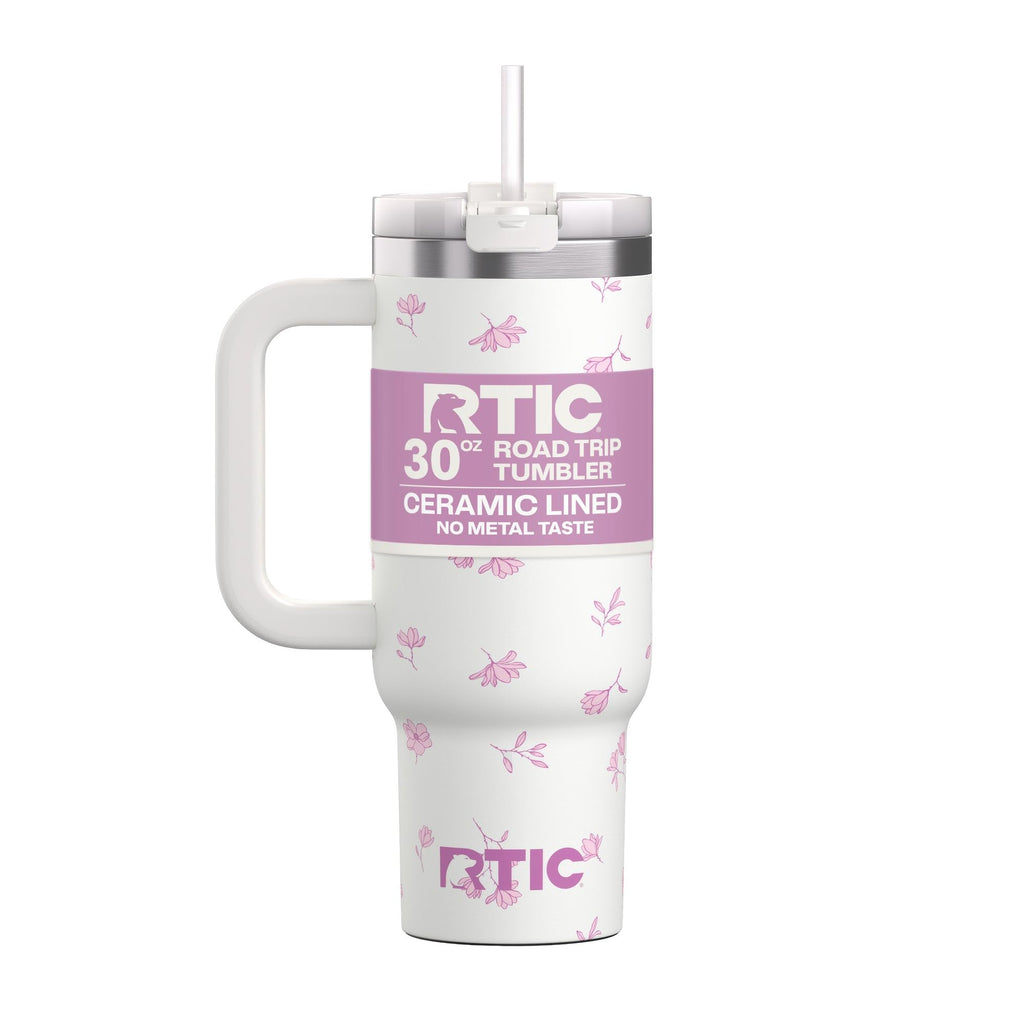 RTIC 40 oz Road Trip Tumbler Double-Walled Cermaic Lined Insulated Stainless Steel Portable Travel Coffee Mug Cup with Lid, Handle and Straw, Trailblazer