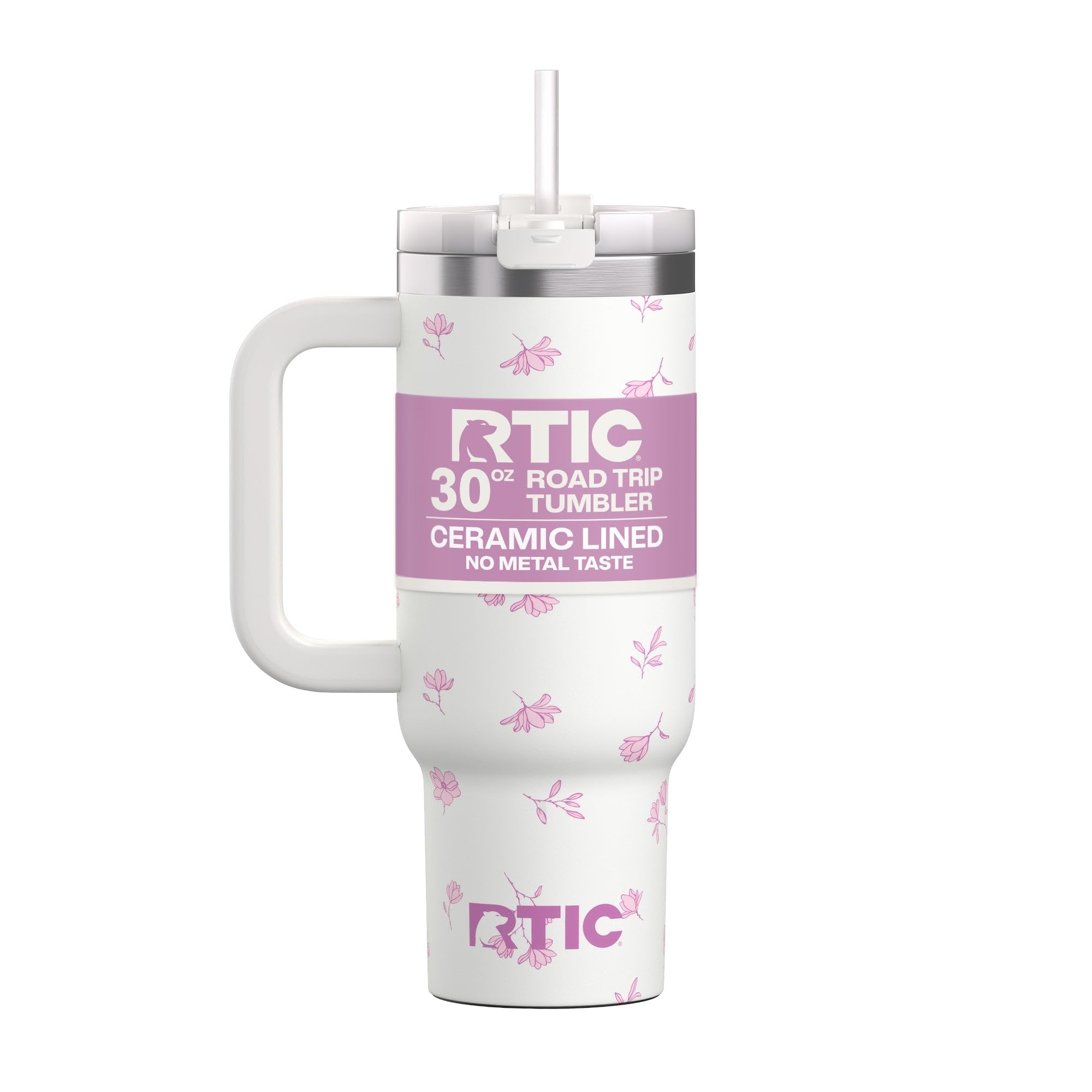 RTIC 40 oz Road Trip Tumbler Double-Walled Cermaic Lined Insulated Stainless Steel Portable Travel Coffee Mug Cup with Lid, Handle and Straw, Trailblazer