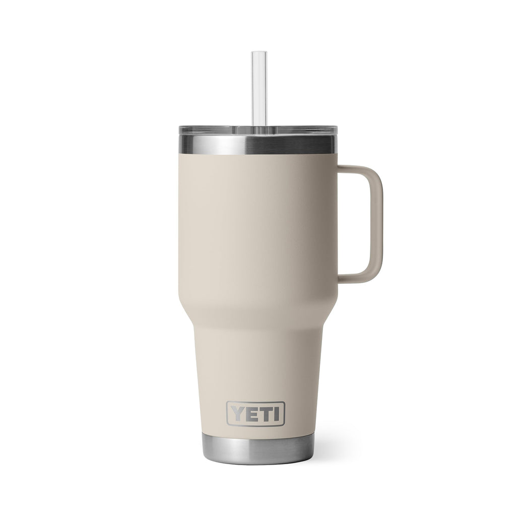 YETI Rambler 35 oz Tumbler with Handle and Straw Lid, Travel Mug Water Tumbler, Vacuum Insulated Cup with Handle, Stainless Steel, Moon Dust - Textured