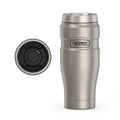 THERMOS Stainless King Vacuum-Insulated Travel Mug with Handle - 16oz, Midnight Blue - Thermos Tumbler for Hot & Cold Drinks - Leak & Sweat-Proof Stainless Steel Coffee Mug with Lid for Commuting
