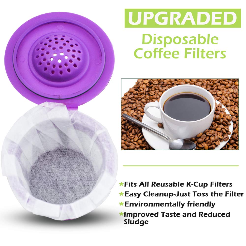 CAPMESSO Disposable Coffee Paper Filters Replacement Keurg Filter Compatible with Reusable Single Serve Pods Keurg Coffee Maker-300 Count (Natural)