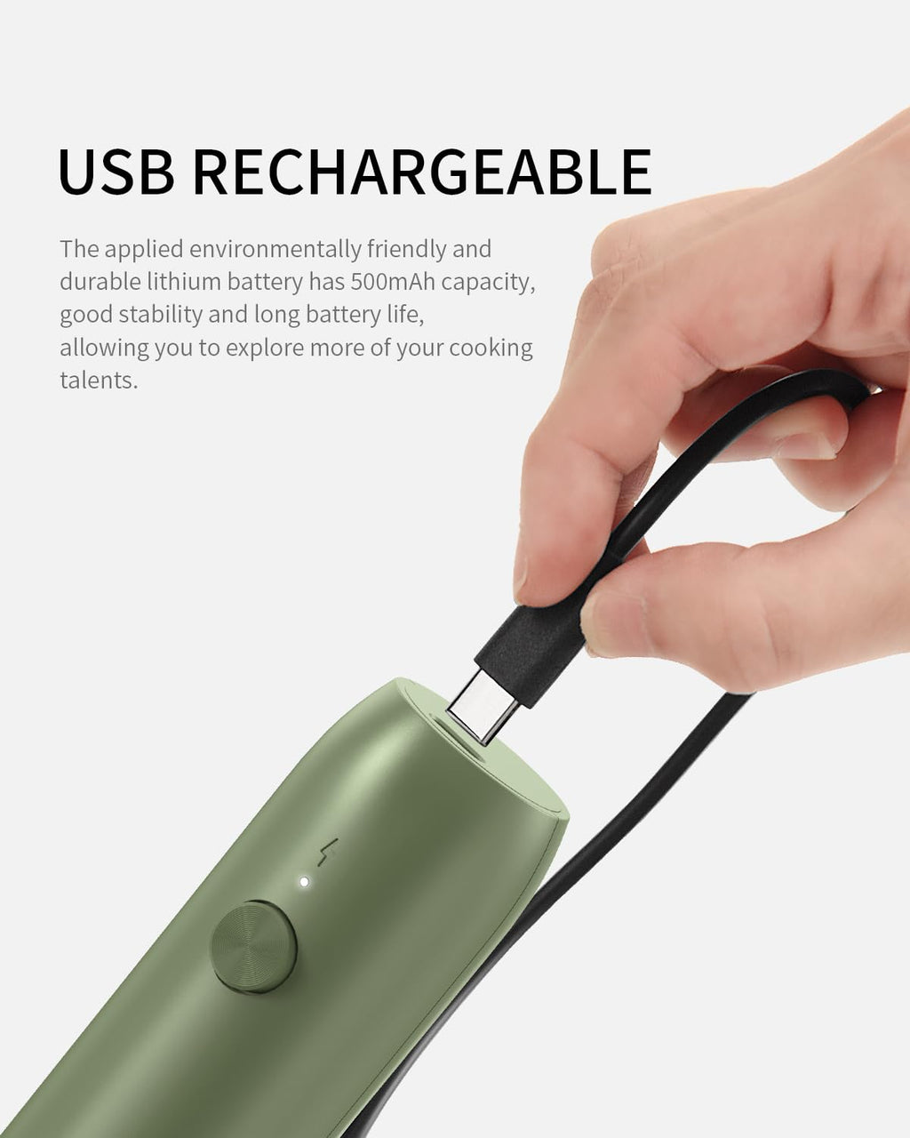 CIRCLE JOY Rechargeable Milk Frother Hanheld, Dual Coil Whisk Head Electric Coffee Frother, Portable Hand Frother Wand Drink Mixer for Matcha Lattes Cappuccino, Kitchen Gifts, Black