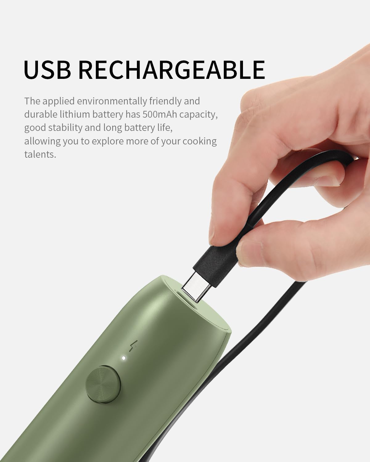 CIRCLE JOY Rechargeable Milk Frother Hanheld, Dual Coil Whisk Head Electric Coffee Frother, Portable Hand Frother Wand Drink Mixer for Matcha Lattes Cappuccino, Kitchen Gifts, Black