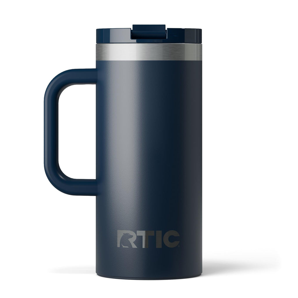 RTIC 20oz Road Trip Travel Mug with Lid and Handle, Ceramic Lined, Insulated, Stainless Steel, Metal, Double Wall Vacuum-Insulation, Portable Coffee, Tea Cup for Hot and Cold Drink, Black