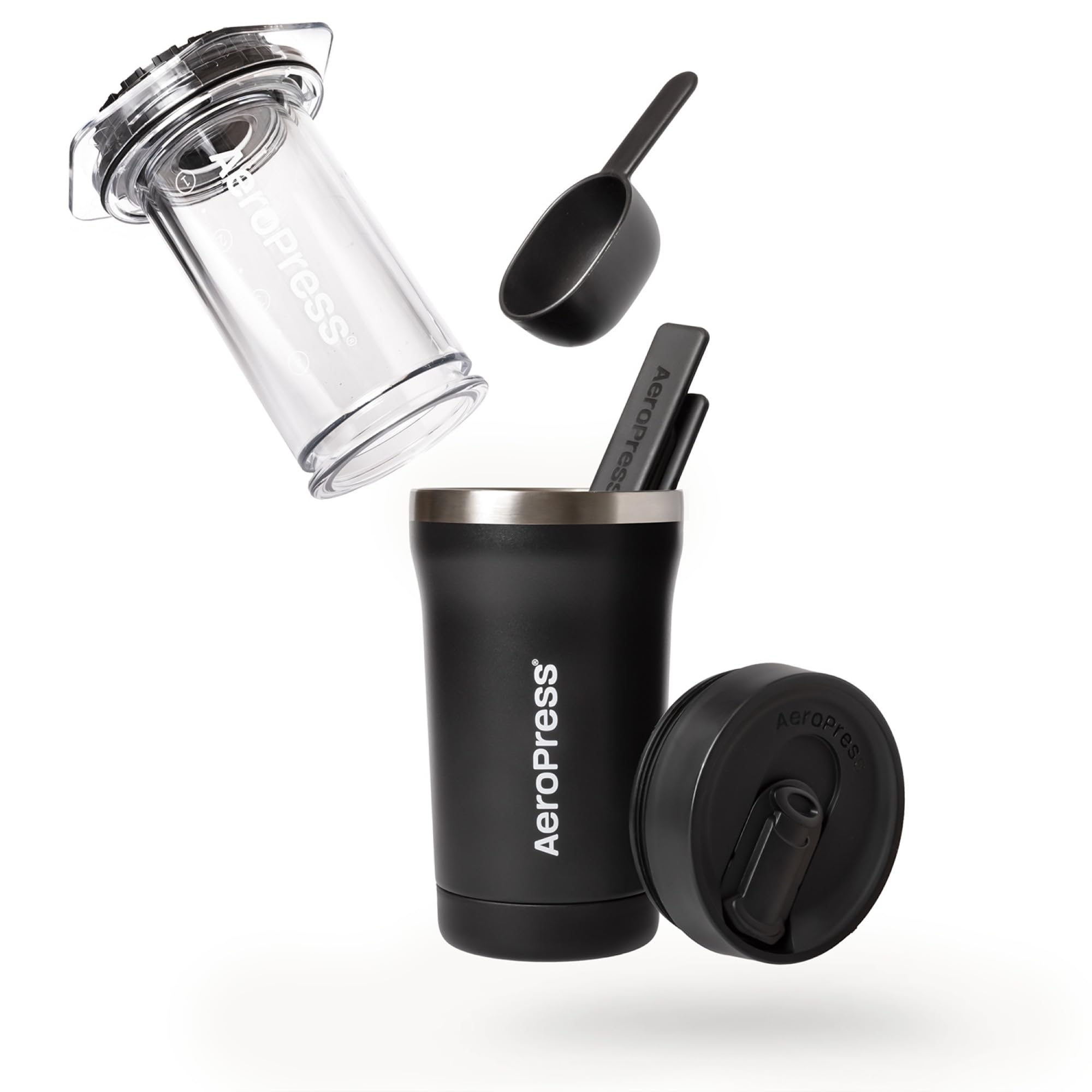 AeroPress Go, Extra Small Portable Coffee Maker Kit, Travel, Hiking & Camping, All-in-One French Press, Pour-Over & Espresso Style Manual Brewer, 2 Min Brew Makes a Less Bitter, More Flavorful Cup