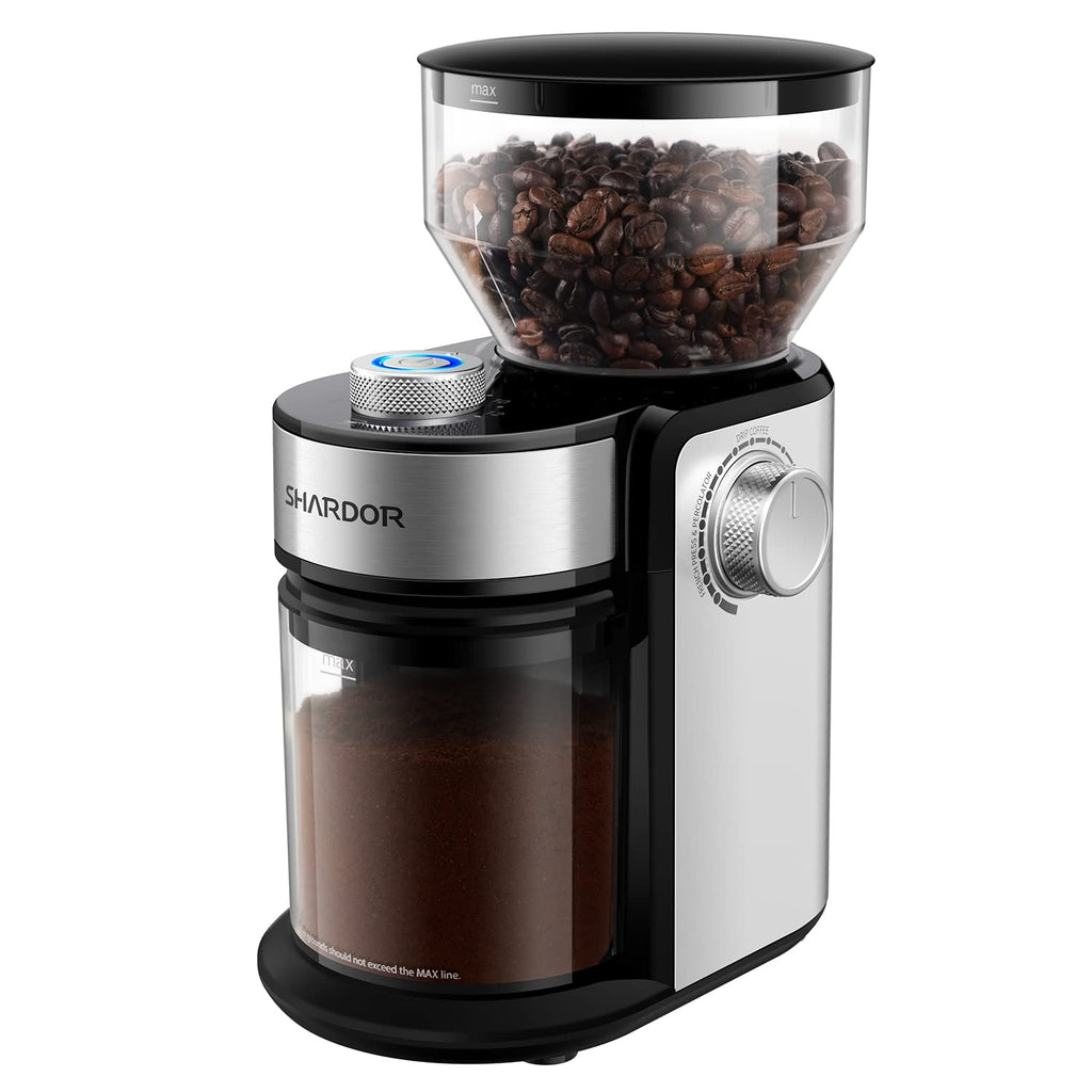 SHARDOR Electric Burr Coffee Grinder 2.0, Automatic Coffee Bean Grinder for Home Use, Adjustable Burr Mill with 16 Precise Settings for Espresso & French Press, Glossy Black