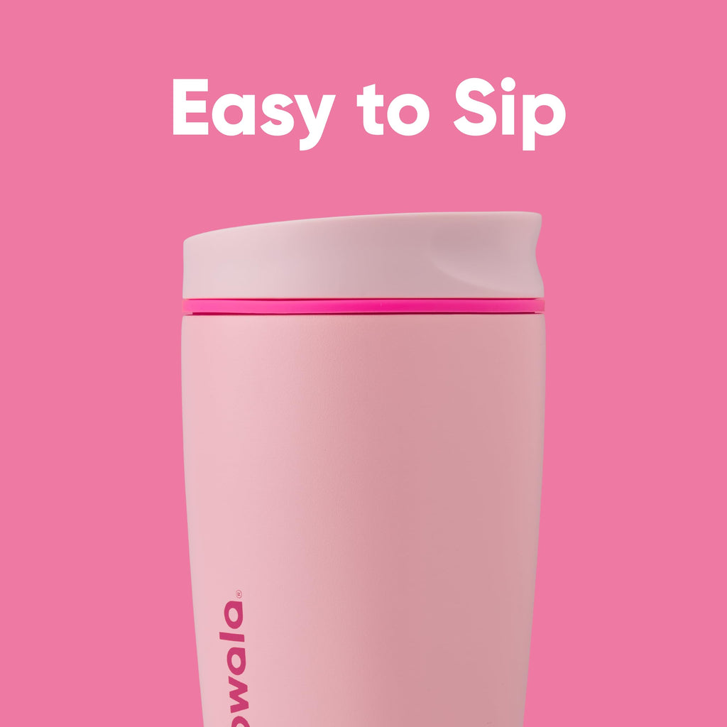 Owala SmoothSip Slider Insulated Stainless Steel Coffee Tumbler, Reusable Iced Coffee Cup, Hot Coffee Travel Mug, BPA Free 20 oz, Pucker Up