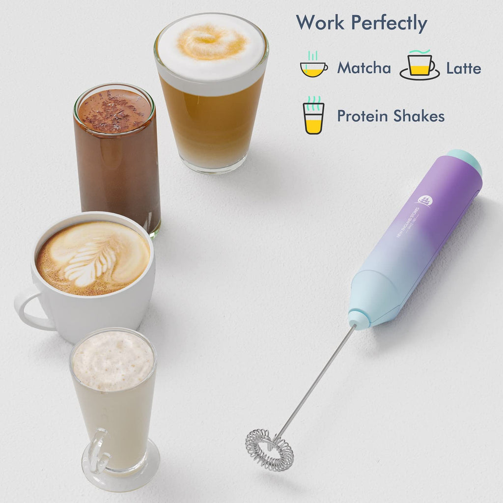 Powerful Milk Frother Handheld Foam Maker, Mini Whisk Drink Mixer for Coffee, Cappuccino, Latte, Matcha, Hot Chocolate, No Stand, Green