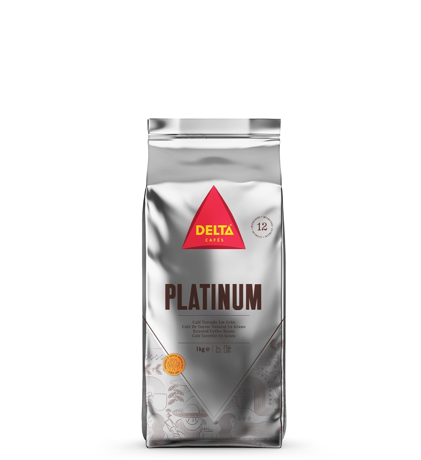 Delta Cafés Platinum Whole Bean Coffee 35.2oz Intense Espresso Beans Medium Roast Coffee
