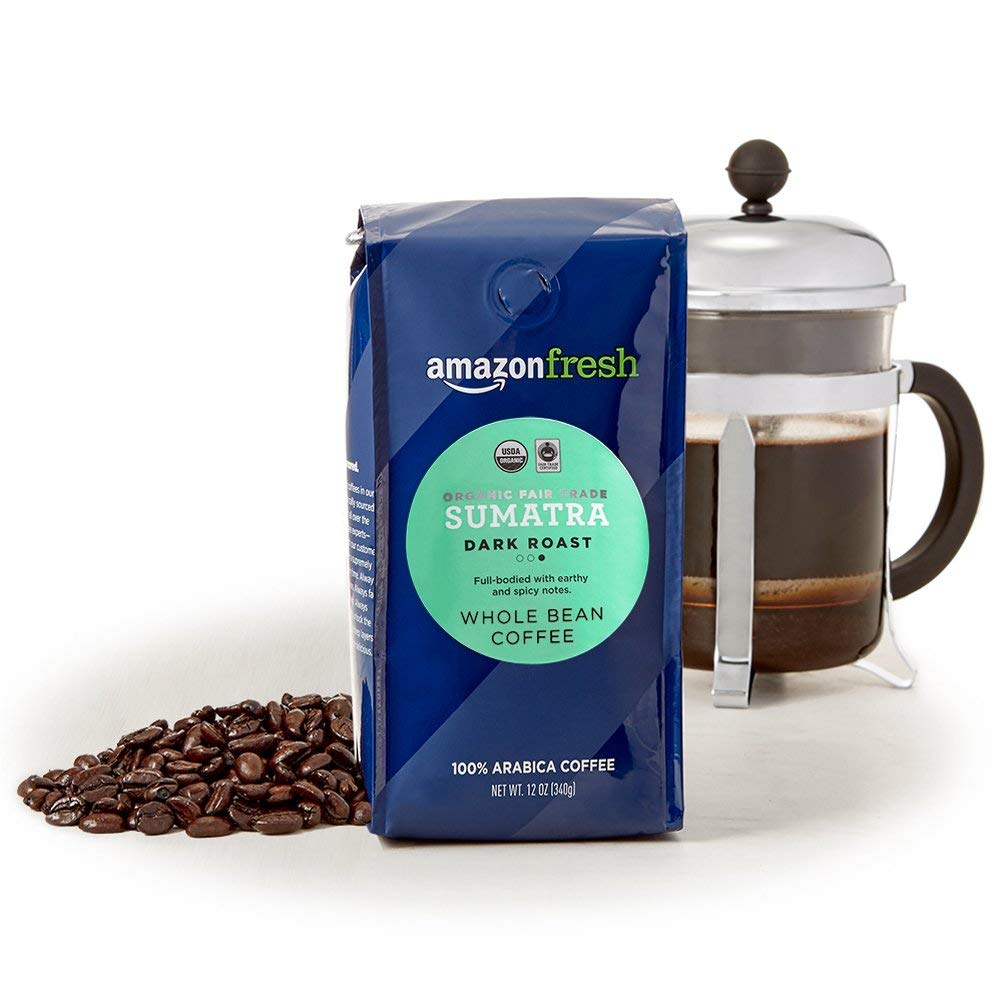 Amazon Fresh, Organic Fair Trade Peru Whole Bean Coffee, Medium Roast, 12 Oz