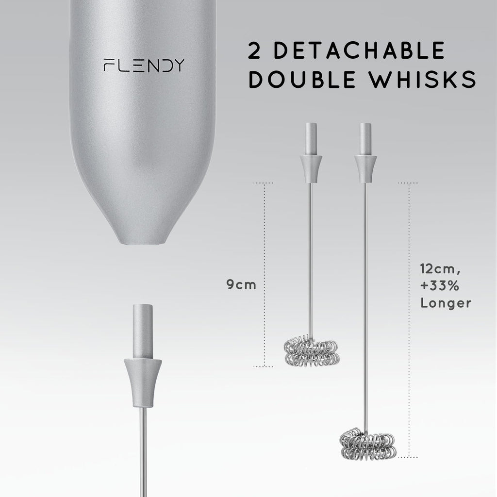 Flendy Rechargeable Milk Frother Handheld, Coffee Frother Handheld with USB-C Charging Stand, Electric Drink Mixer Handheld, Mini Electric Whisk Frother for Coffee, Matcha, etc
