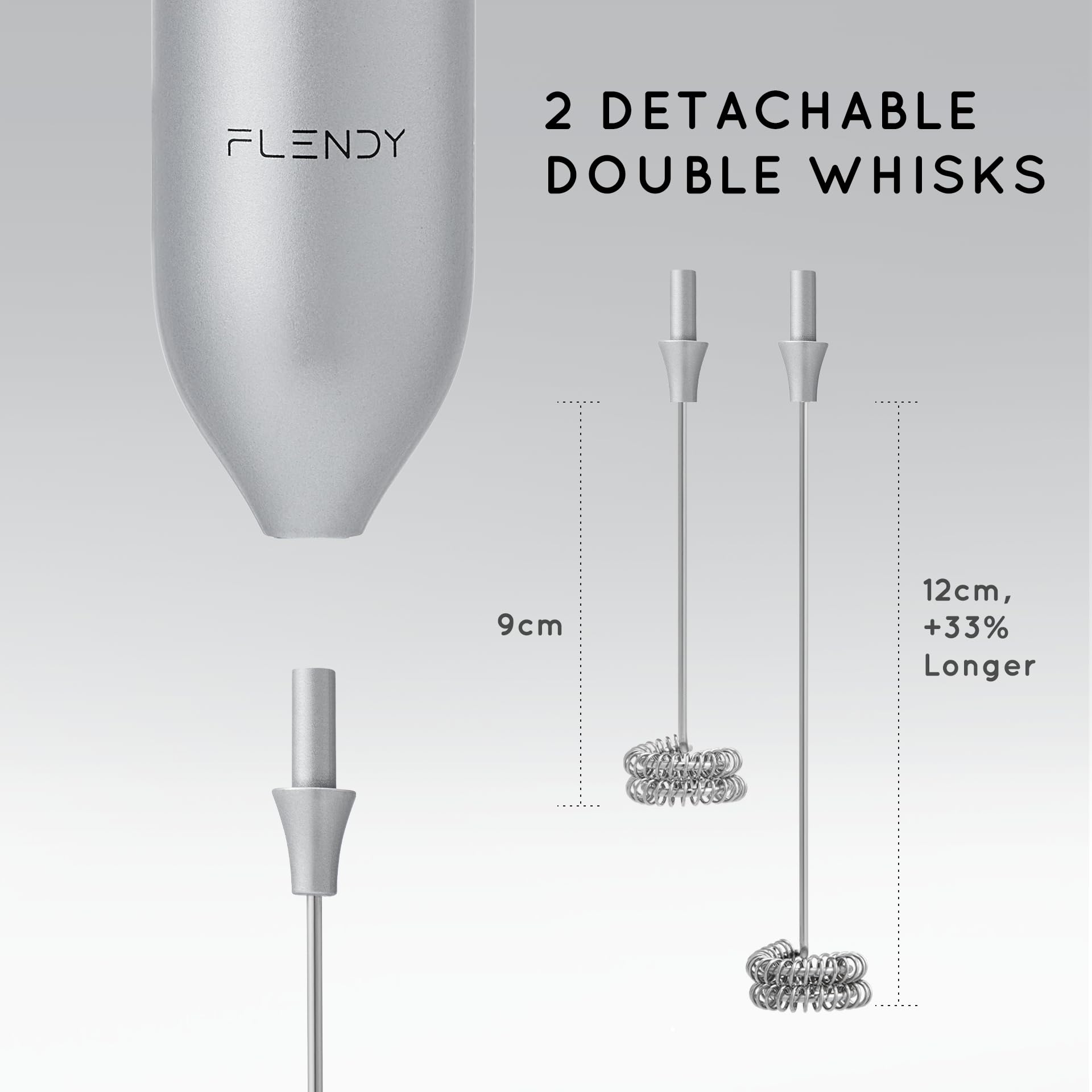 Flendy Rechargeable Milk Frother Handheld, Coffee Frother Handheld with USB-C Charging Stand, Electric Drink Mixer Handheld, Mini Electric Whisk Frother for Coffee, Matcha, etc