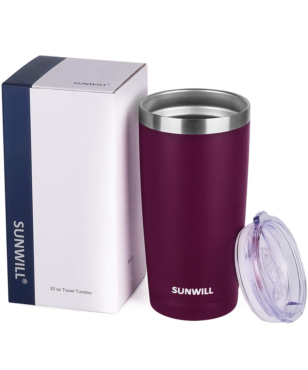 SUNWILL Travel Coffee Tumbler 20 oz, Insulated Mug with Lid, Stainless Steel Cup for Outdoor, Powder Coated Navy