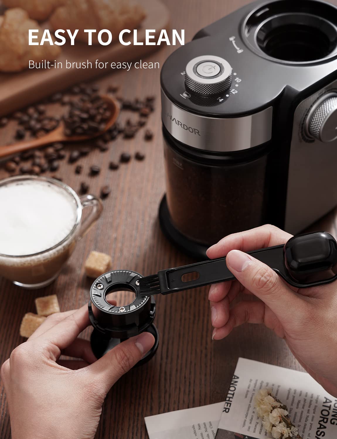 SHARDOR Electric Burr Coffee Grinder 2.0, Automatic Coffee Bean Grinder for Home Use, Adjustable Burr Mill with 16 Precise Settings for Espresso & French Press, Glossy Black