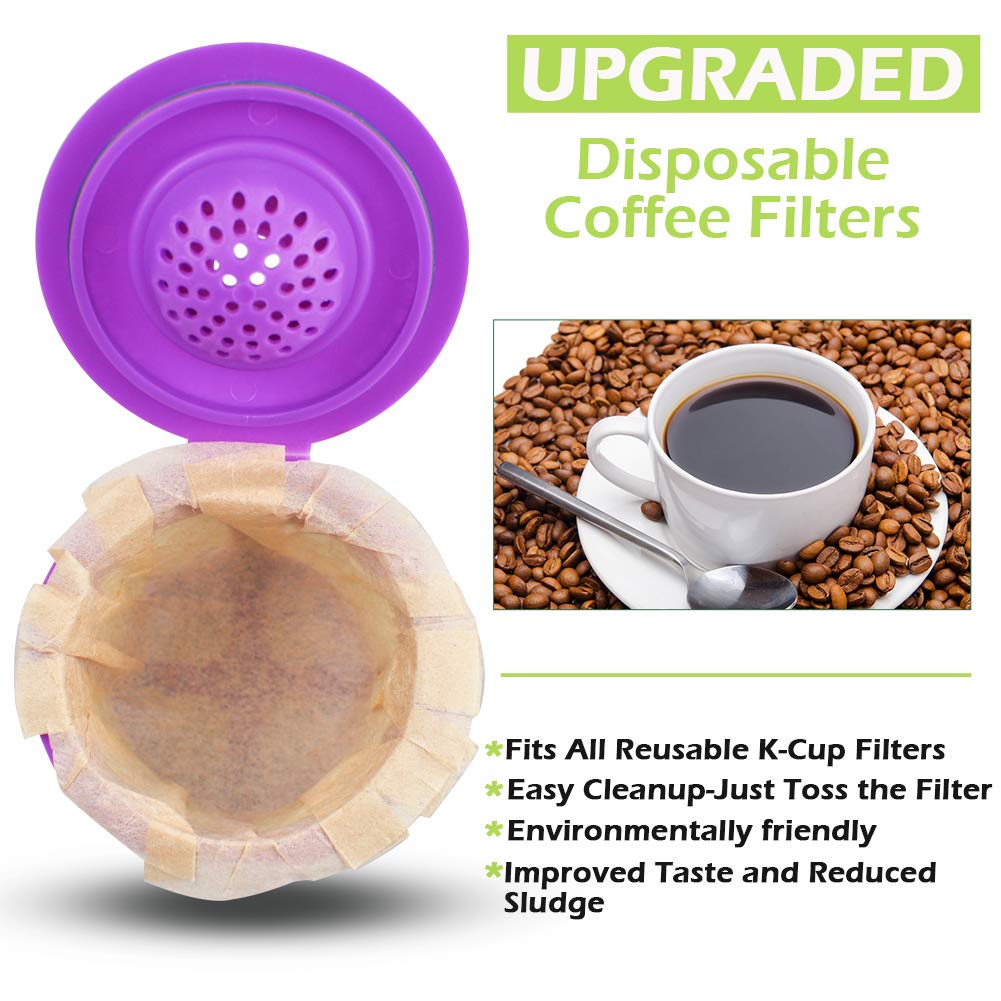 CAPMESSO Disposable Coffee Paper Filters Replacement Keurg Filter Compatible with Reusable Single Serve Pods Keurg Coffee Maker-300 Count (Natural)