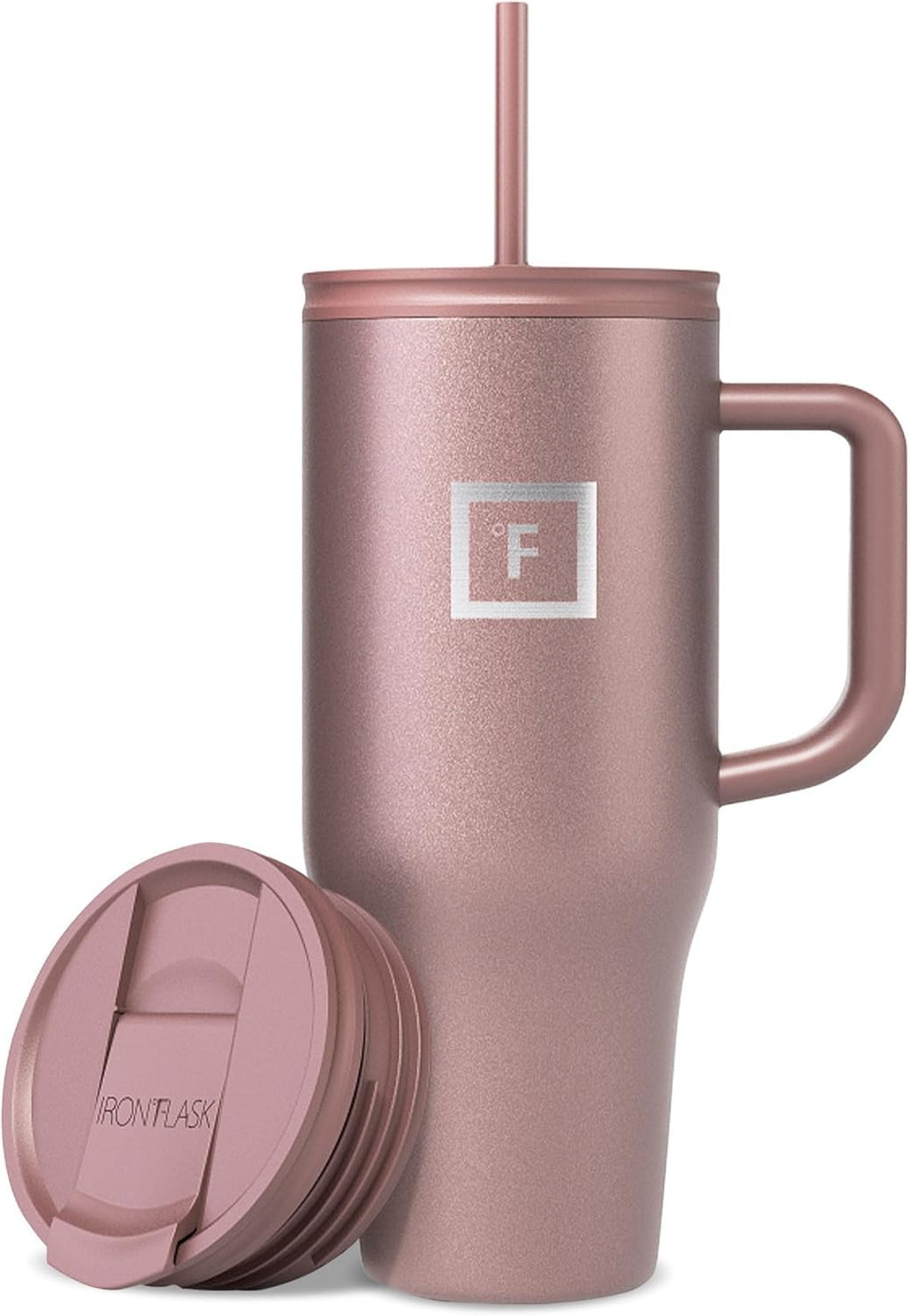 IRON °FLASK Co-Pilot Insulated Mug w/Straw & Flip Cap Lids - Cup Holder Bottle for Hot, Cold Drink - Leak-Proof - Water, Coffee Portable Travel Mug - Aurora, 40 Oz