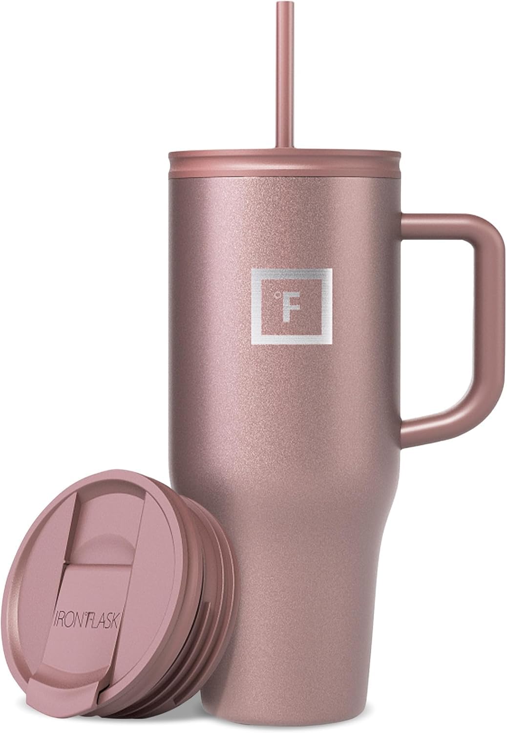 IRON °FLASK Co-Pilot Insulated Mug w/Straw & Flip Cap Lids - Cup Holder Bottle for Hot, Cold Drink - Leak-Proof - Water, Coffee Portable Travel Mug - Aurora, 40 Oz