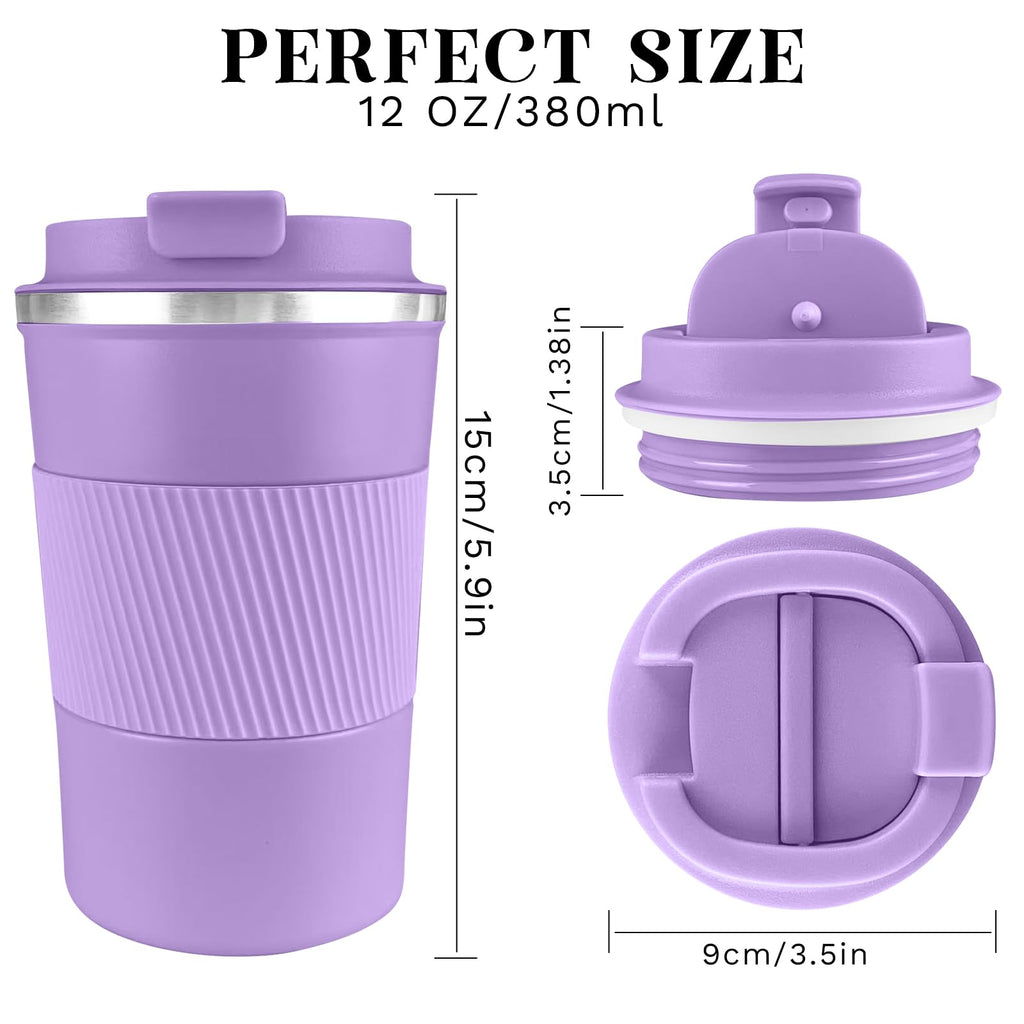 YINBAOGE Insulated Travel Coffee Mug, Spill & Leak Proof, Portable To Go Camping Stainless Steel Coffee Tumbler, Reusable Thermal Coffee Cup with Lid for Hot & Cold Drinks (Black, 12 OZ)