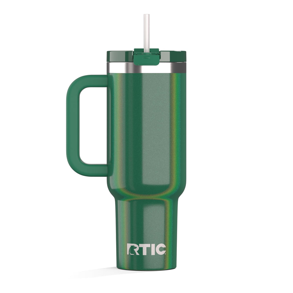 RTIC 40 oz Road Trip Tumbler Double-Walled Cermaic Lined Insulated Stainless Steel Portable Travel Coffee Mug Cup with Lid, Handle and Straw, Trailblazer