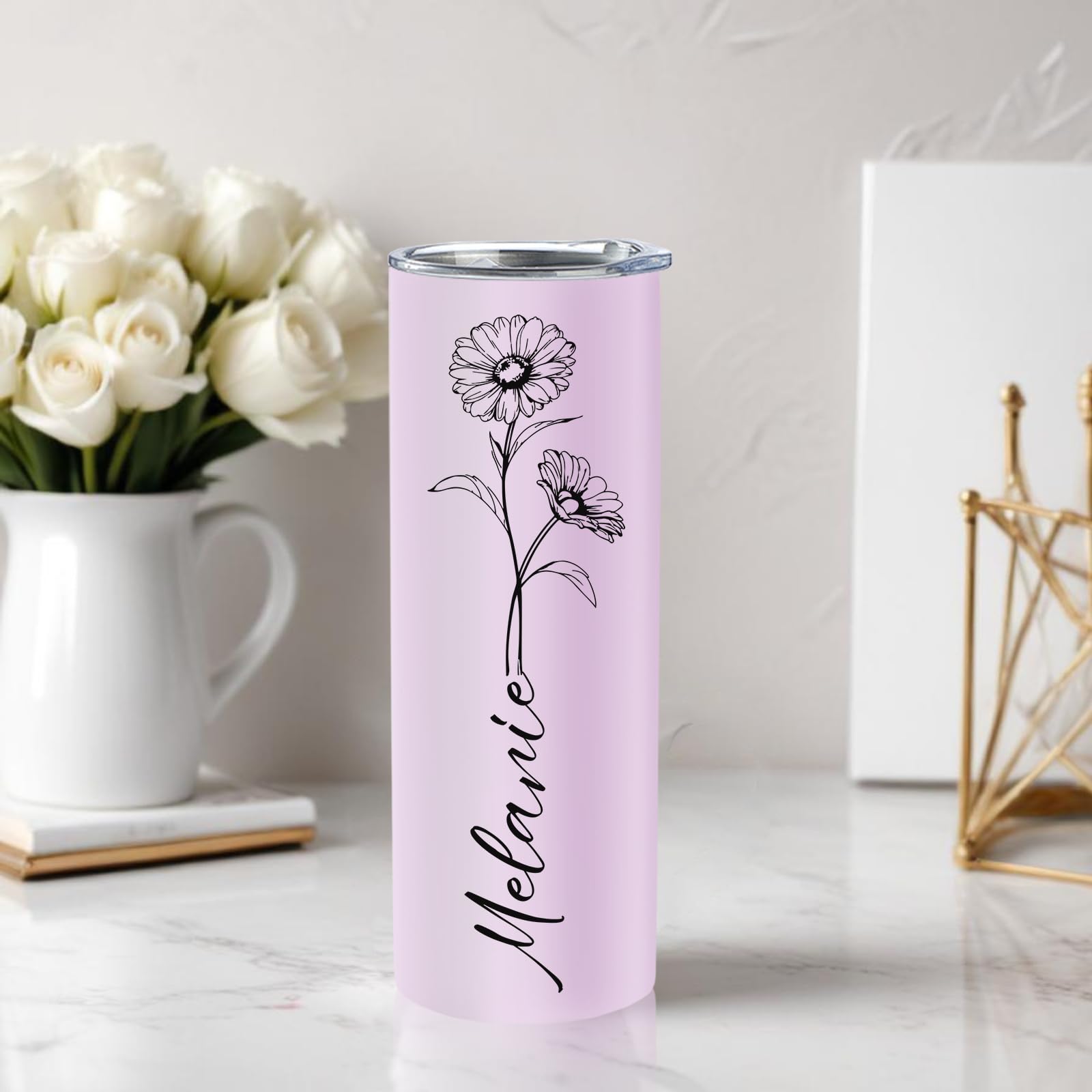 Personalized Tumbler Custom Coffee Tumbler Laser Engrave with Name 20 Oz Stainless Steel Travel Tumbler Cup Mug Personalized Gifts for Birthday Christmas Anniversary for Men Women Kids