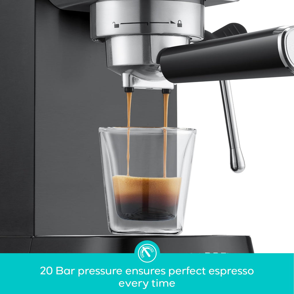 CASABREWS CM5418 Espresso Machine 20 Bar, Compact Espresso Maker with Steam Milk Frother, Stainless Steel Coffee Machine with 34oz Removable Water Tank for Cappuccino, Gift for Women or Men, Silver