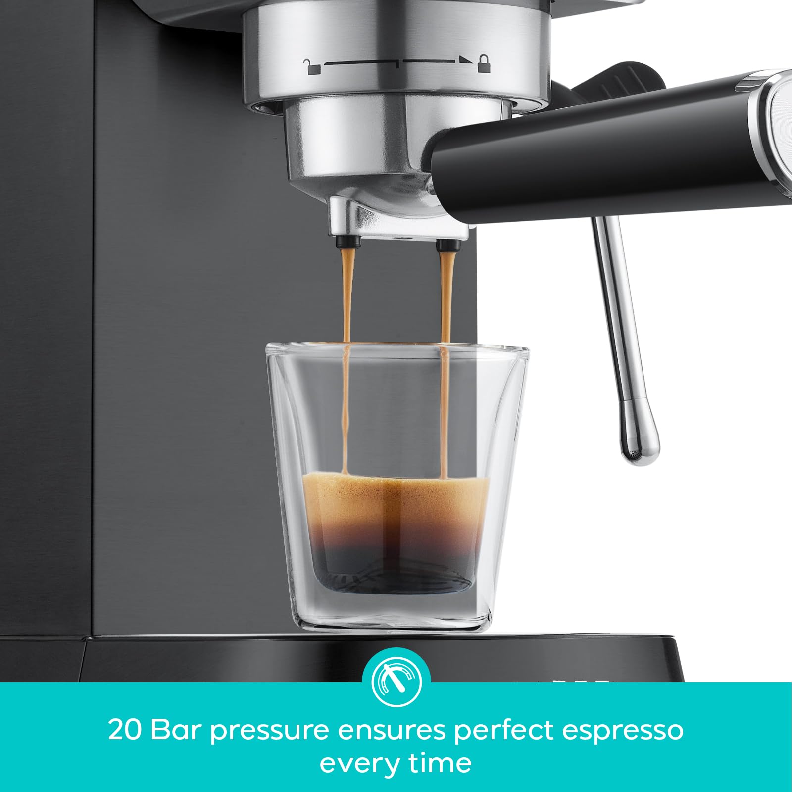 CASABREWS CM5418 Espresso Machine 20 Bar, Compact Espresso Maker with Steam Milk Frother, Stainless Steel Coffee Machine with 34oz Removable Water Tank for Cappuccino, Gift for Women or Men, Silver