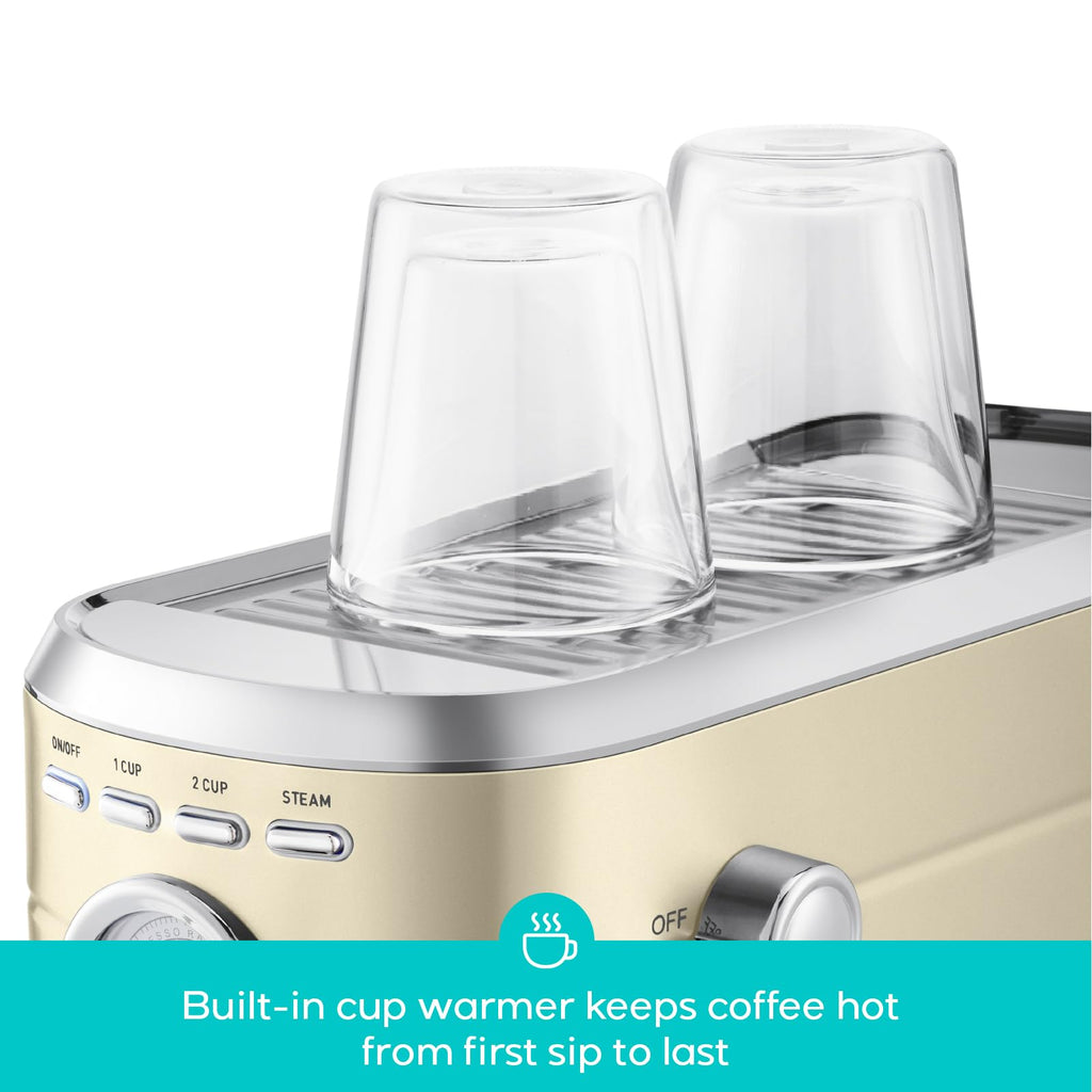 CASABREWS CM5418 Espresso Machine 20 Bar, Compact Espresso Maker with Steam Milk Frother, Stainless Steel Coffee Machine with 34oz Removable Water Tank for Cappuccino, Gift for Women or Men, Silver