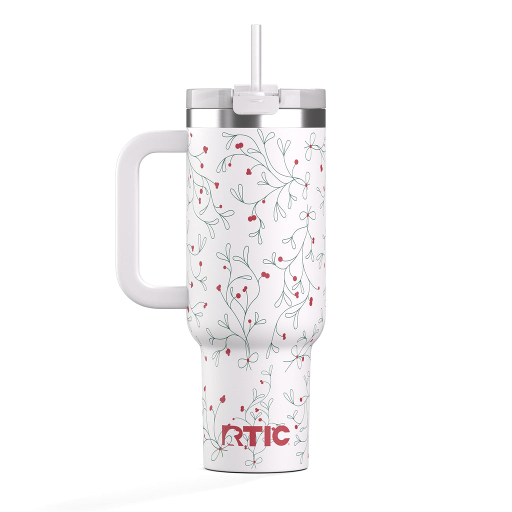 RTIC 40 oz Road Trip Tumbler Double-Walled Cermaic Lined Insulated Stainless Steel Portable Travel Coffee Mug Cup with Lid, Handle and Straw, Trailblazer