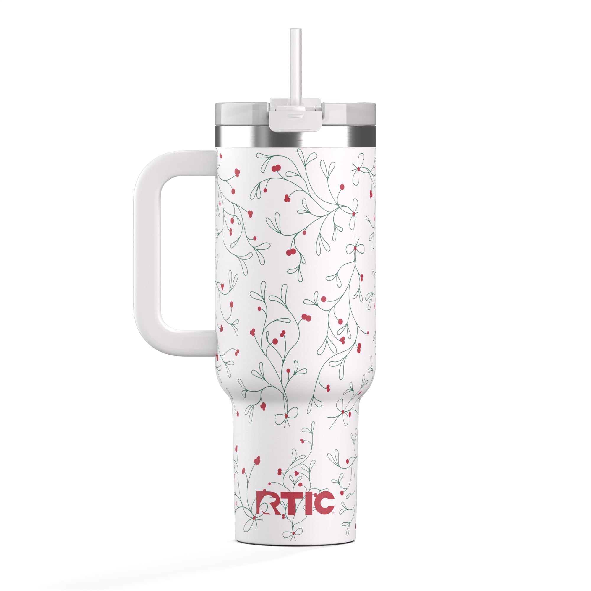 RTIC 40 oz Road Trip Tumbler Double-Walled Cermaic Lined Insulated Stainless Steel Portable Travel Coffee Mug Cup with Lid, Handle and Straw, Trailblazer