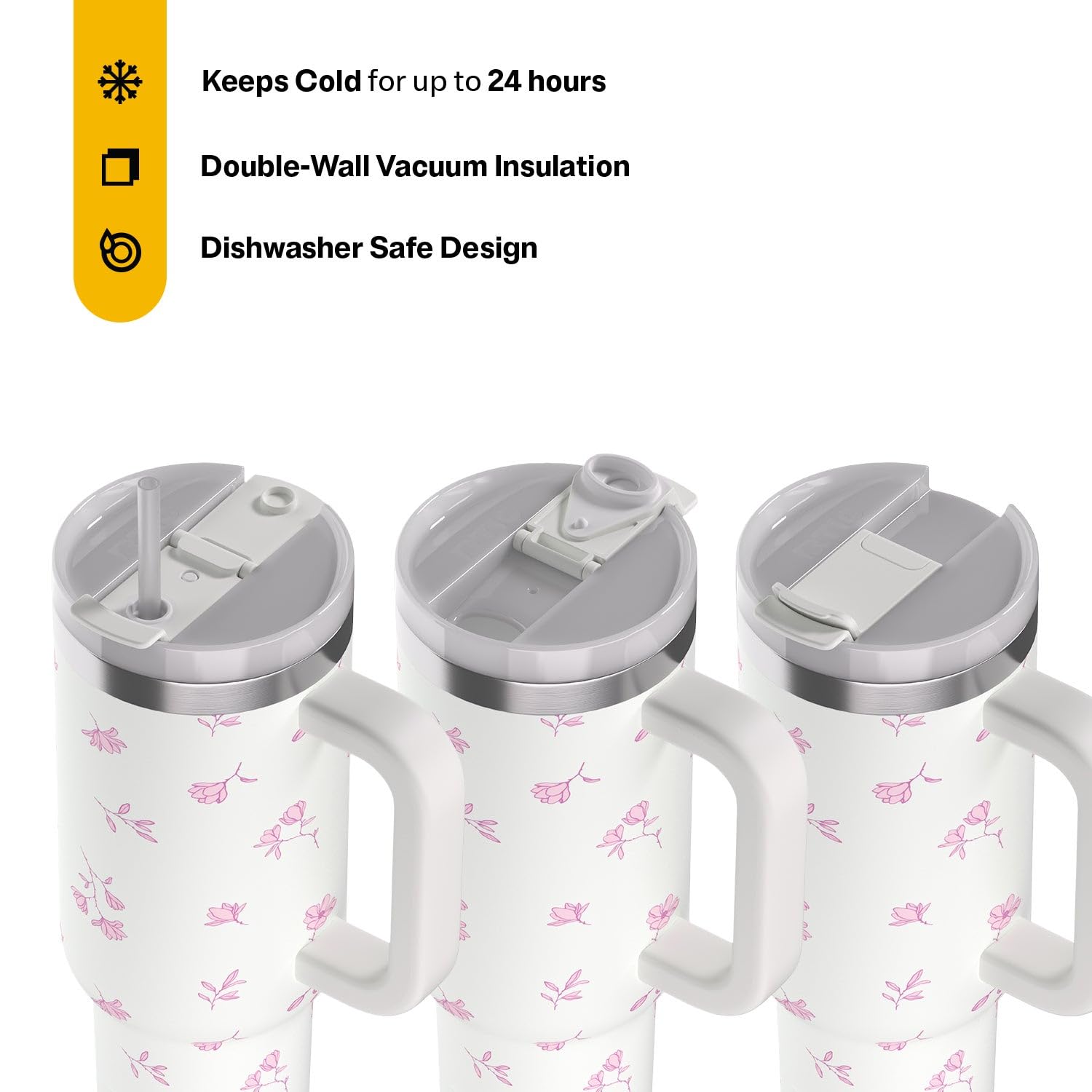 RTIC 40 oz Road Trip Tumbler Double-Walled Cermaic Lined Insulated Stainless Steel Portable Travel Coffee Mug Cup with Lid, Handle and Straw, Trailblazer