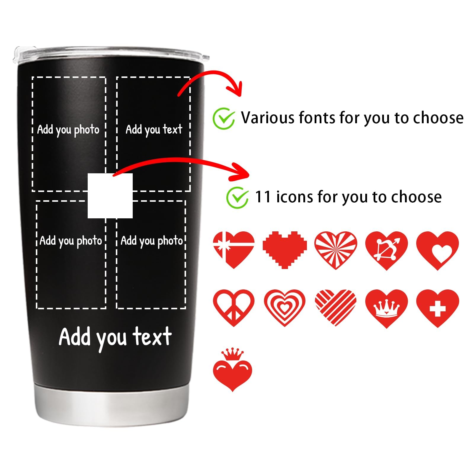 Personalized Tumbler Custom Coffee Tumbler Laser Engrave with Name 20 Oz Stainless Steel Travel Tumbler Cup Mug Personalized Gifts for Birthday Christmas Anniversary for Men Women Kids