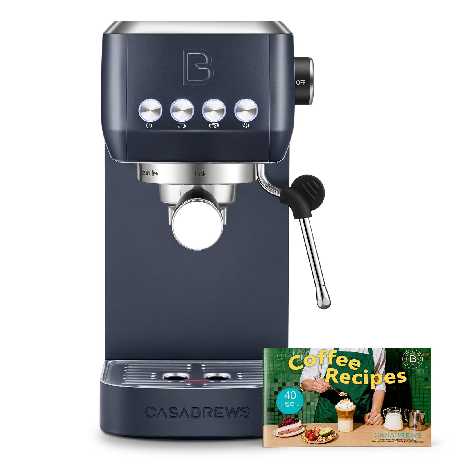 CASABREWS 3700 Essential Espresso Machine 20 Bar, Stainless Steel Cappuccino & Latte Coffee Maker with Steam Frother for Home, 43.9oz Water Tank, Silver
