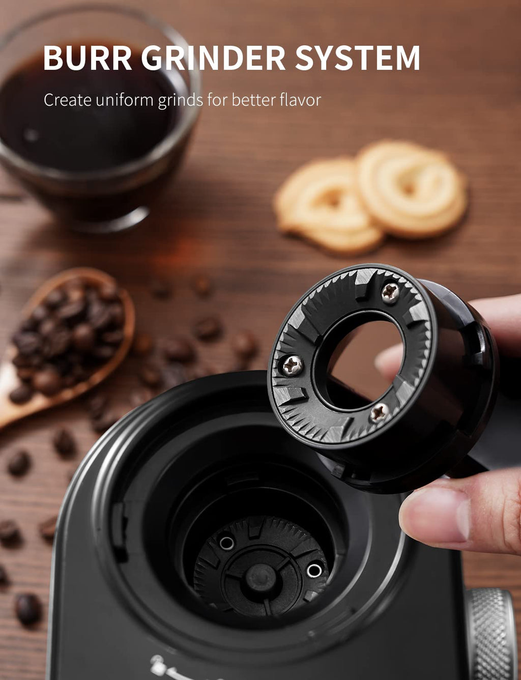 SHARDOR Electric Burr Coffee Grinder 2.0, Automatic Coffee Bean Grinder for Home Use, Adjustable Burr Mill with 16 Precise Settings for Espresso & French Press, Glossy Black